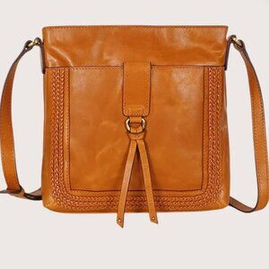 NWT Lodis Anna Woven City Cross-body Bag, Color Saddle, Bohemian Vibes, Casual